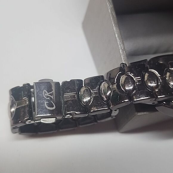 Charles Raymond Ladies Watch Two Tone Bracelet Black Dial V1251L *FOR PARTS* - Picture 5 of 5